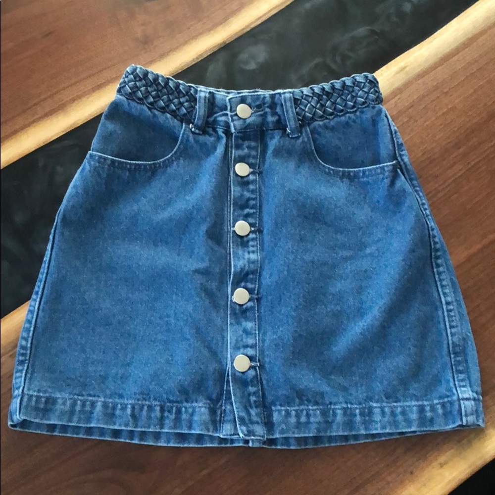 High Waisted Braided Jean Skirt